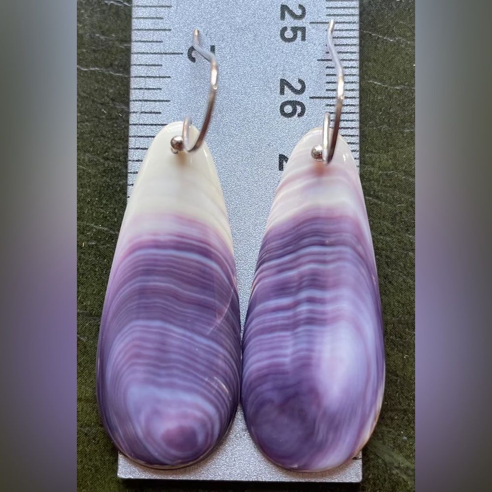 E3098 Wampum quahog shell earrings - Picture 2 of 3